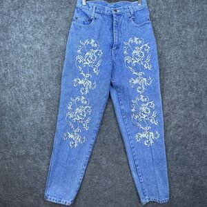 Vintage D'Mode Classix Jeans Womens 10 Embroidered Taper Mom High Rise